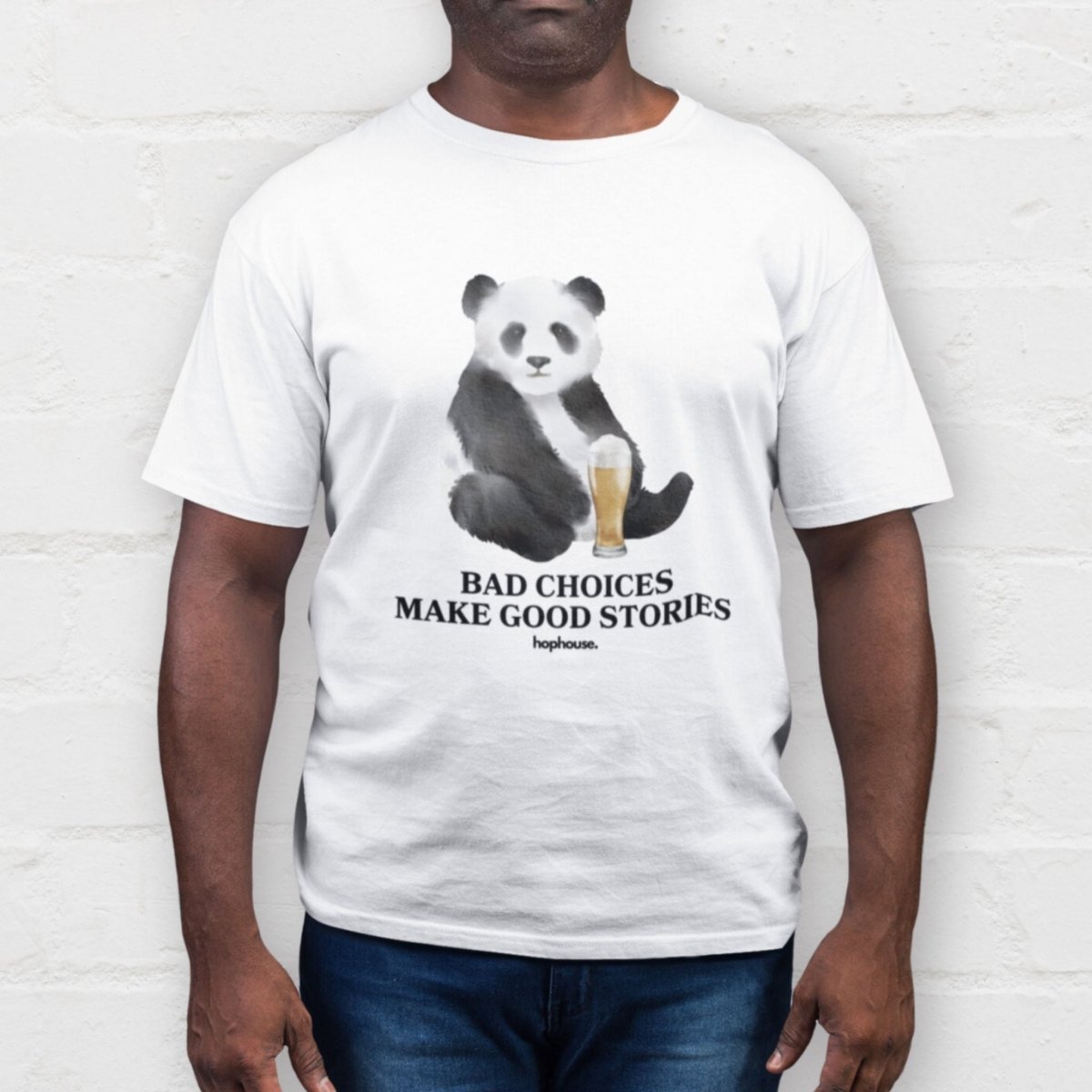 Bad Choices Make Good Stories Beer Panda - T-Shirt - White - HOP House - T-shirt
