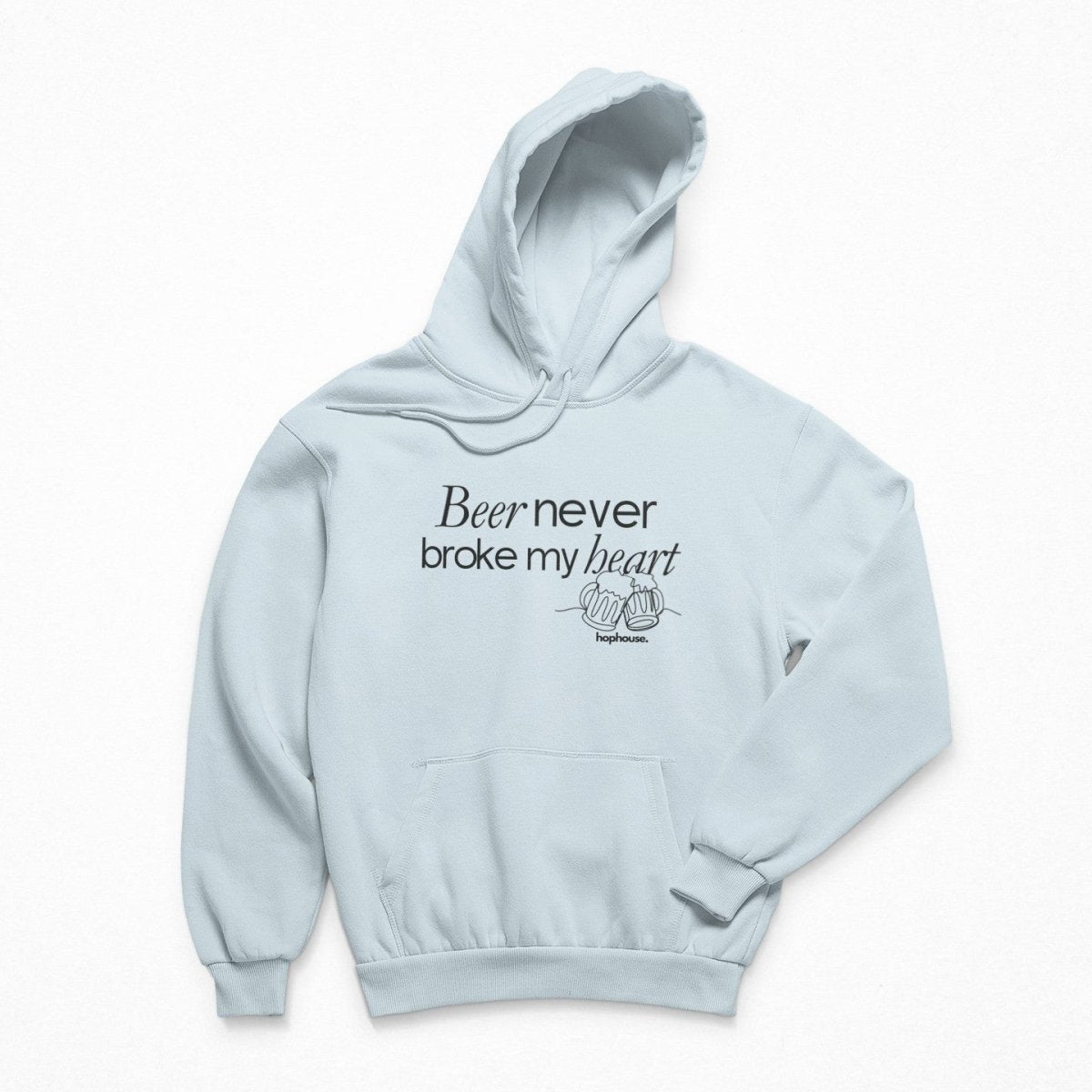 Beer Never Broke My Heart Lineart - Hoodie - White or Blue - HOP House - Hoodie