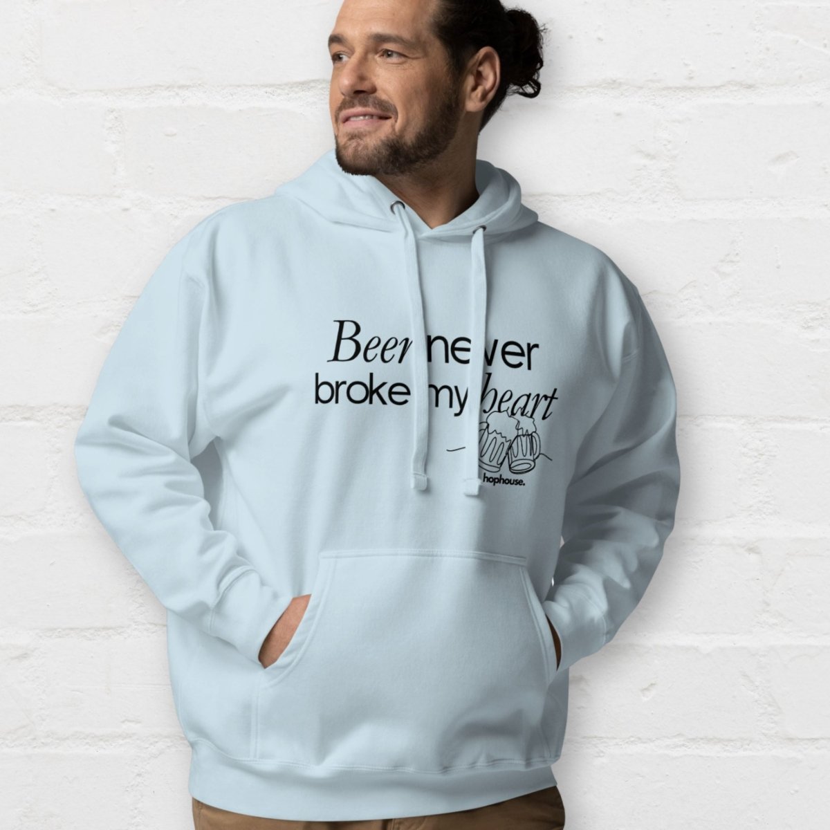 Beer Never Broke My Heart Lineart - Hoodie - White or Blue - HOP House - Hoodie