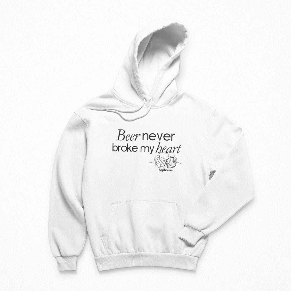Beer Never Broke My Heart Lineart - Hoodie - White or Blue - HOP House - Hoodie