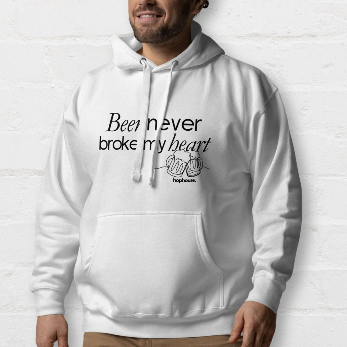 Beer Never Broke My Heart Lineart - Hoodie - White or Blue - HOP House - Hoodie