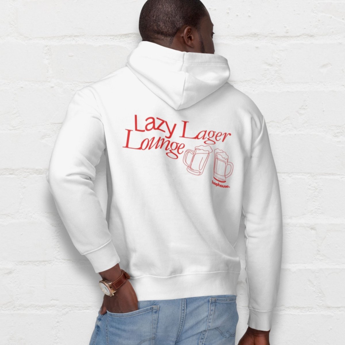 Lazy Lager Lounge - Hoodie - White or Grey - HOP House - Hoodie