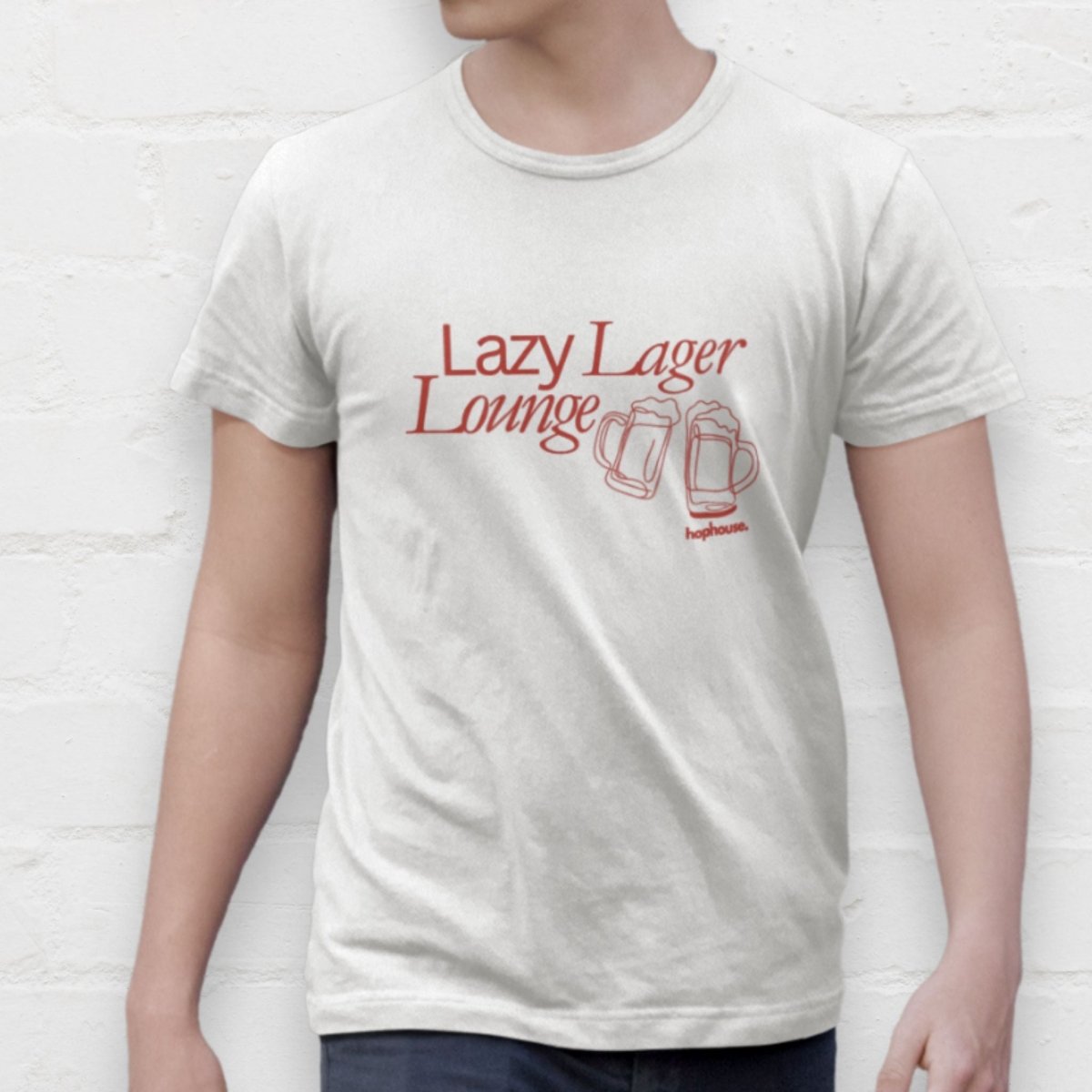 Lazy Lager Lounge - T-Shirt - White - HOP House - T-shirt