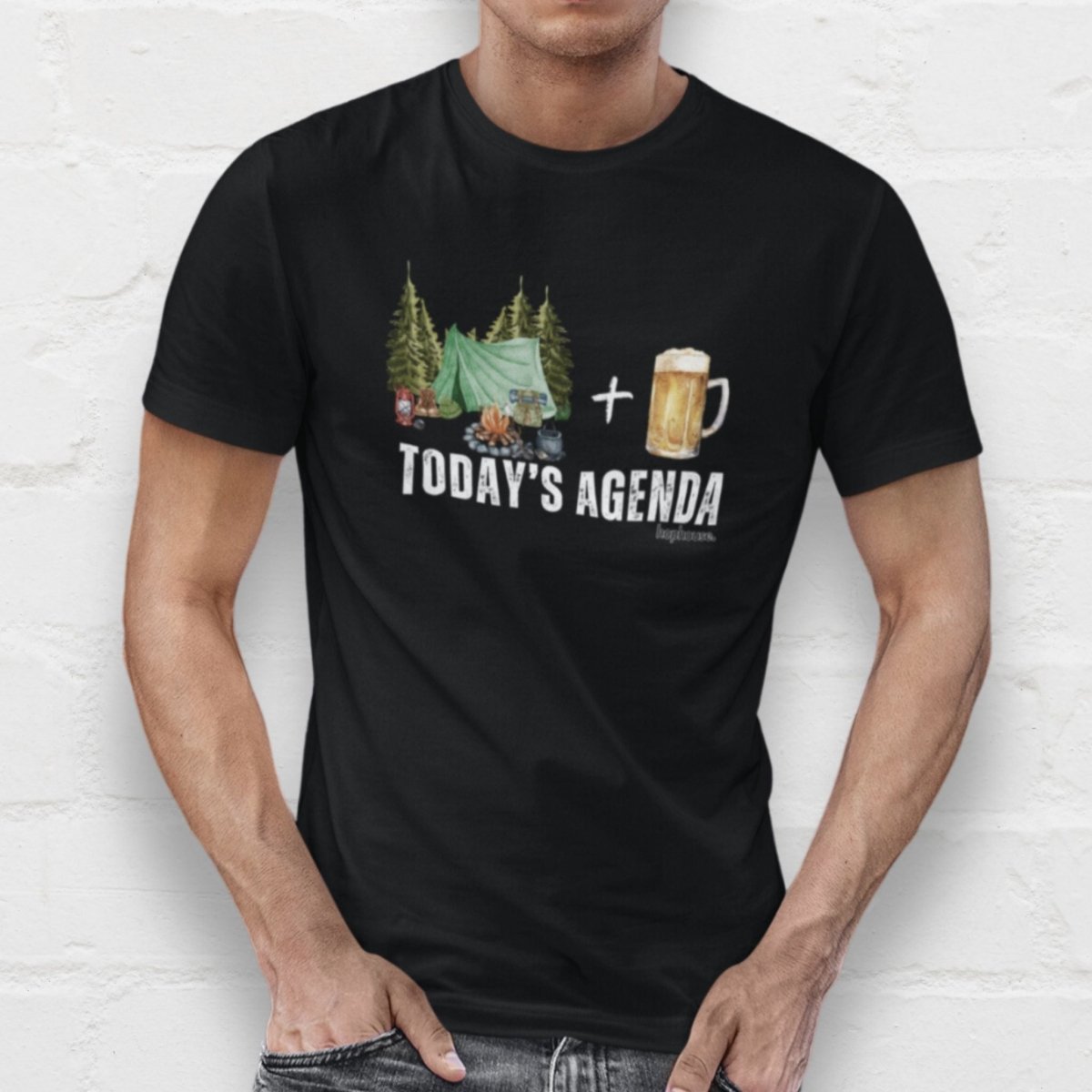 Today's Agenda Camping and Beer - T-Shirt - Black - HOP House - T-shirt