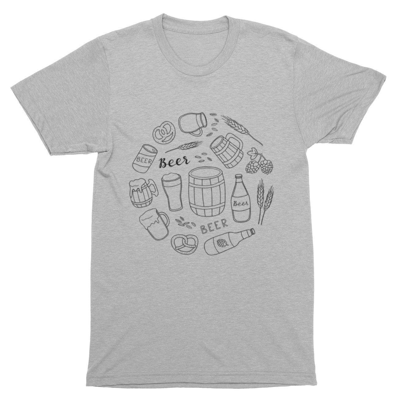 Beer World T Shirt Grey