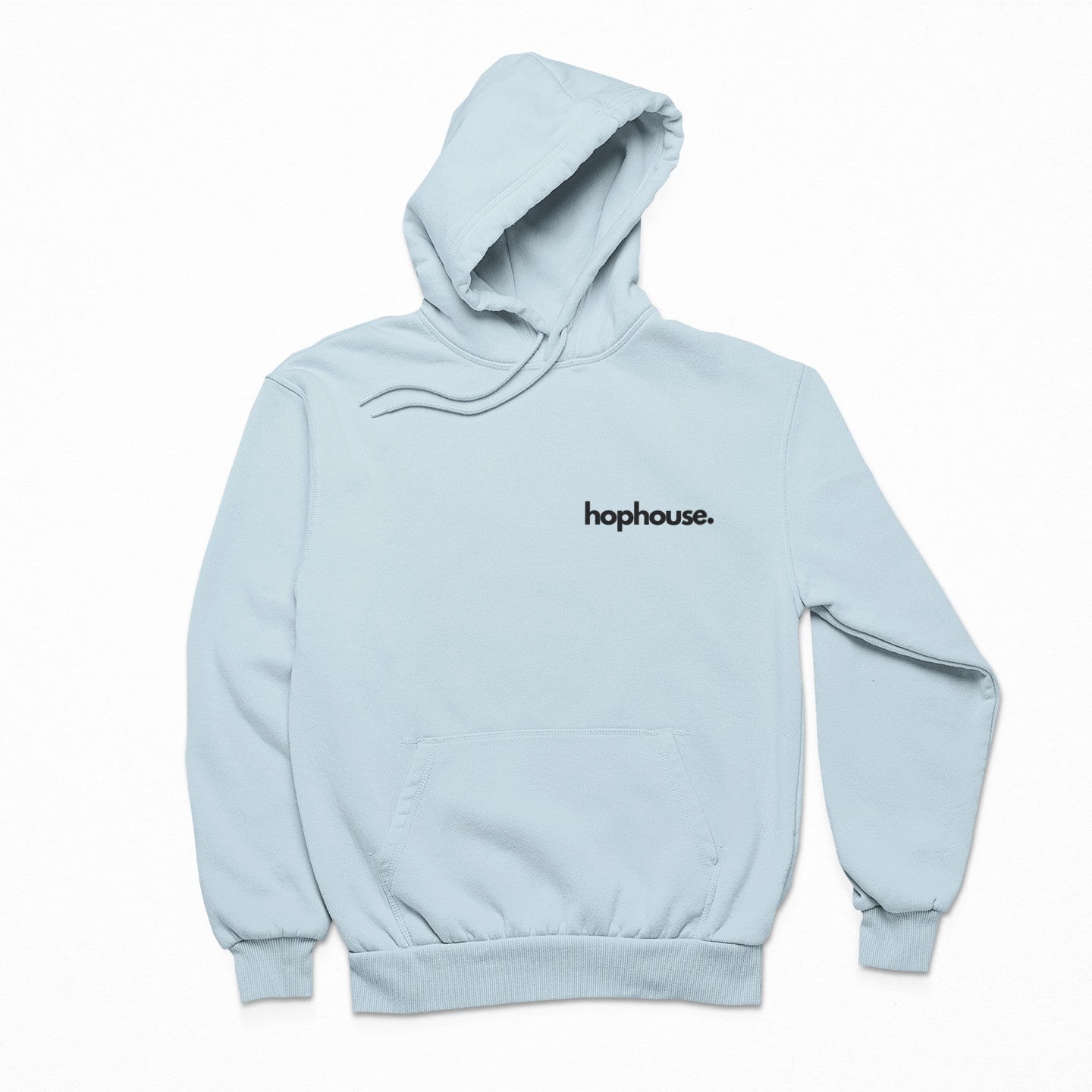 Blue hoodie with Hophouse logo