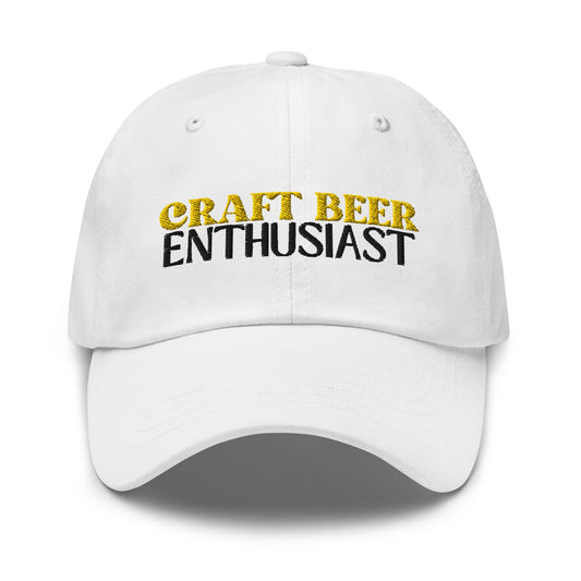 Craft Beer Enthusiast dad hat white front