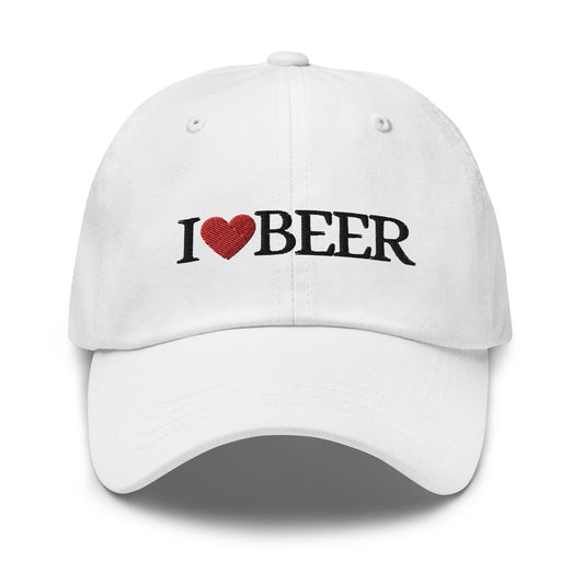 I Heart Beer dad hat white front