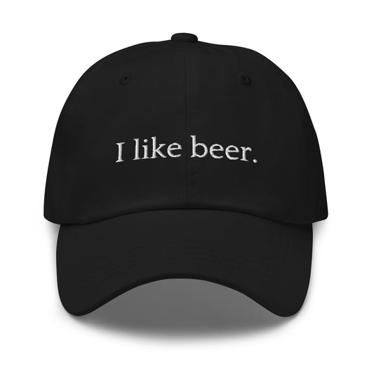 I Like Beer dad hat black front