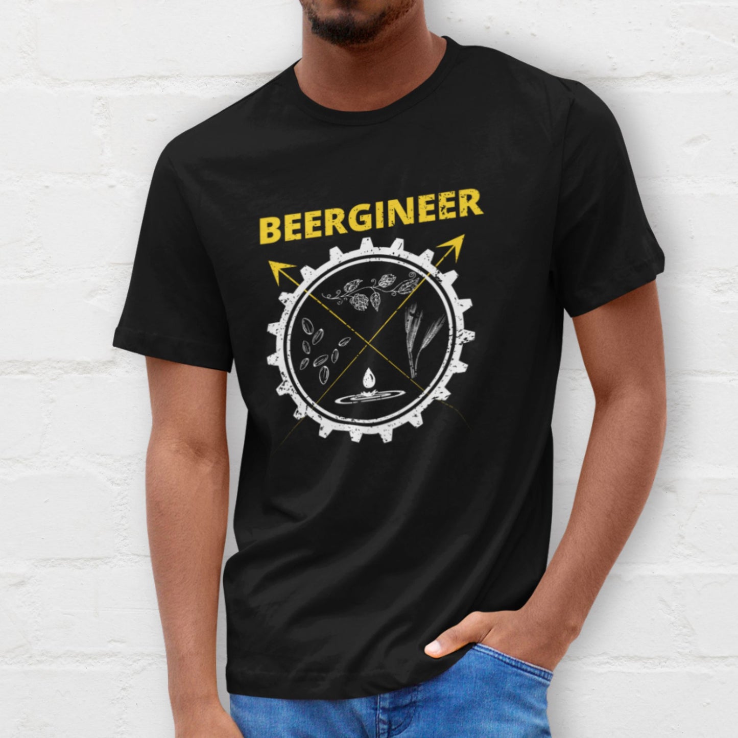 Man wearing a Beergineer black shirt