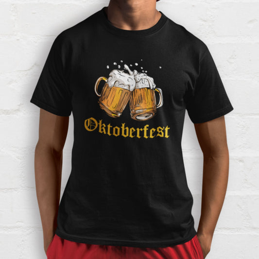 Man wearing an Oktoberfest black beer shirt