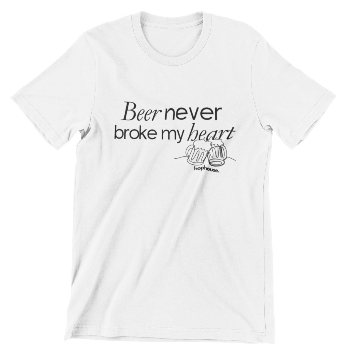 Beer Never Broke My Heart Minimalistic Line Art - T-Shirt - White or Ash - HOP House - T-shirt