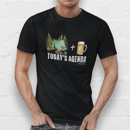 Today's Agenda Camping and Beer - T-Shirt - Black - HOP House - T-shirt